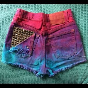 Vintage Levi Strauss tie dyed denim shorts